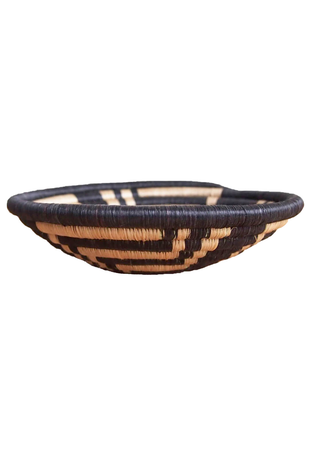 Hand Woven Musoma Basket - Black and Tan, Small