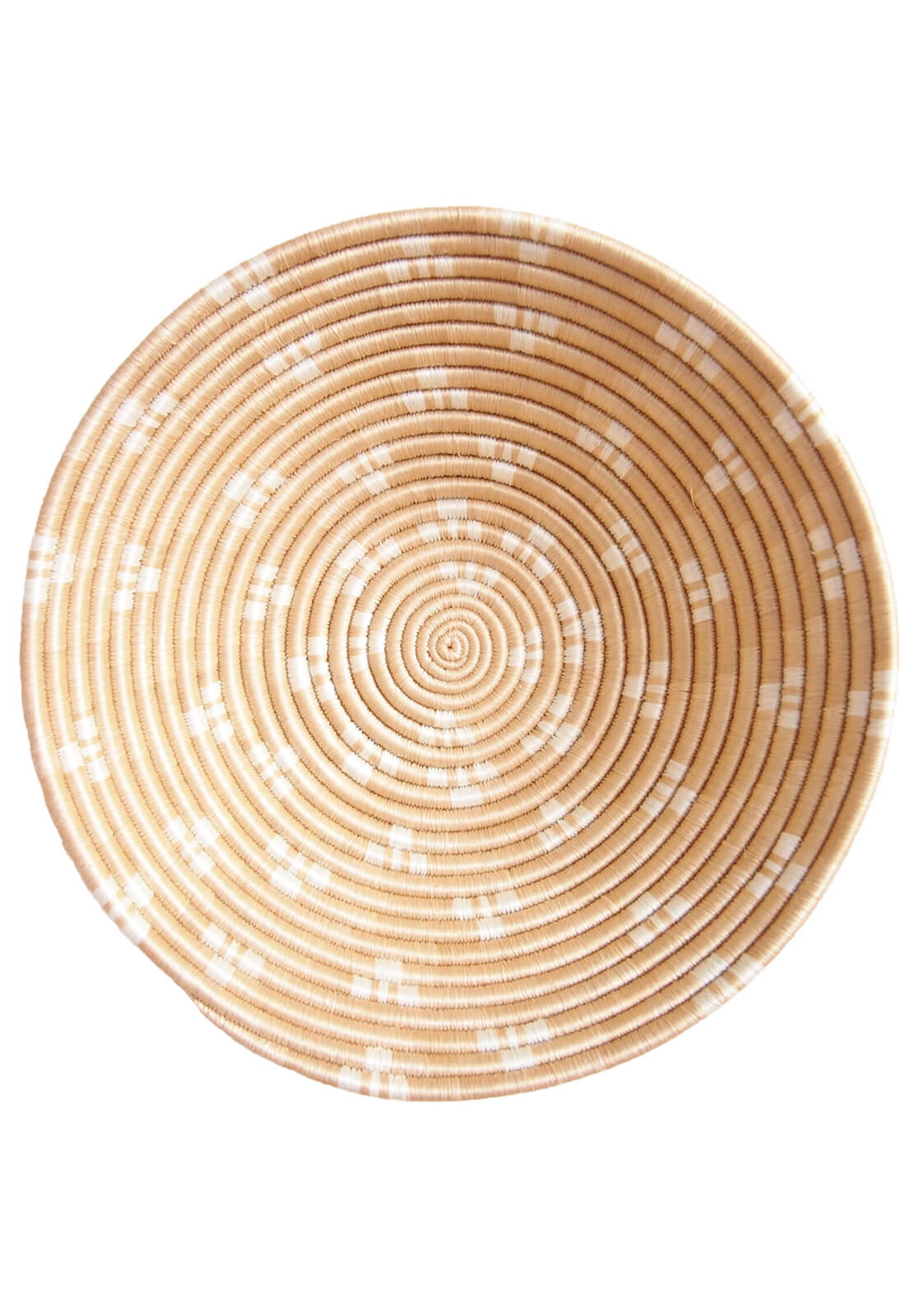 Hand Woven Ntamba Basket - Tan and White