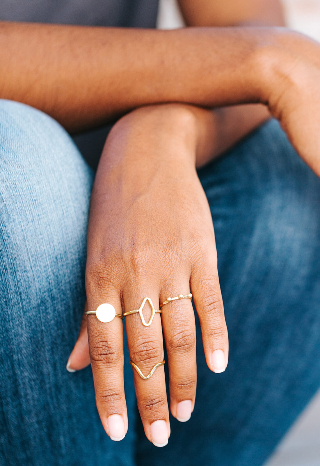 Handmade Brass Stacking Ring, Crater