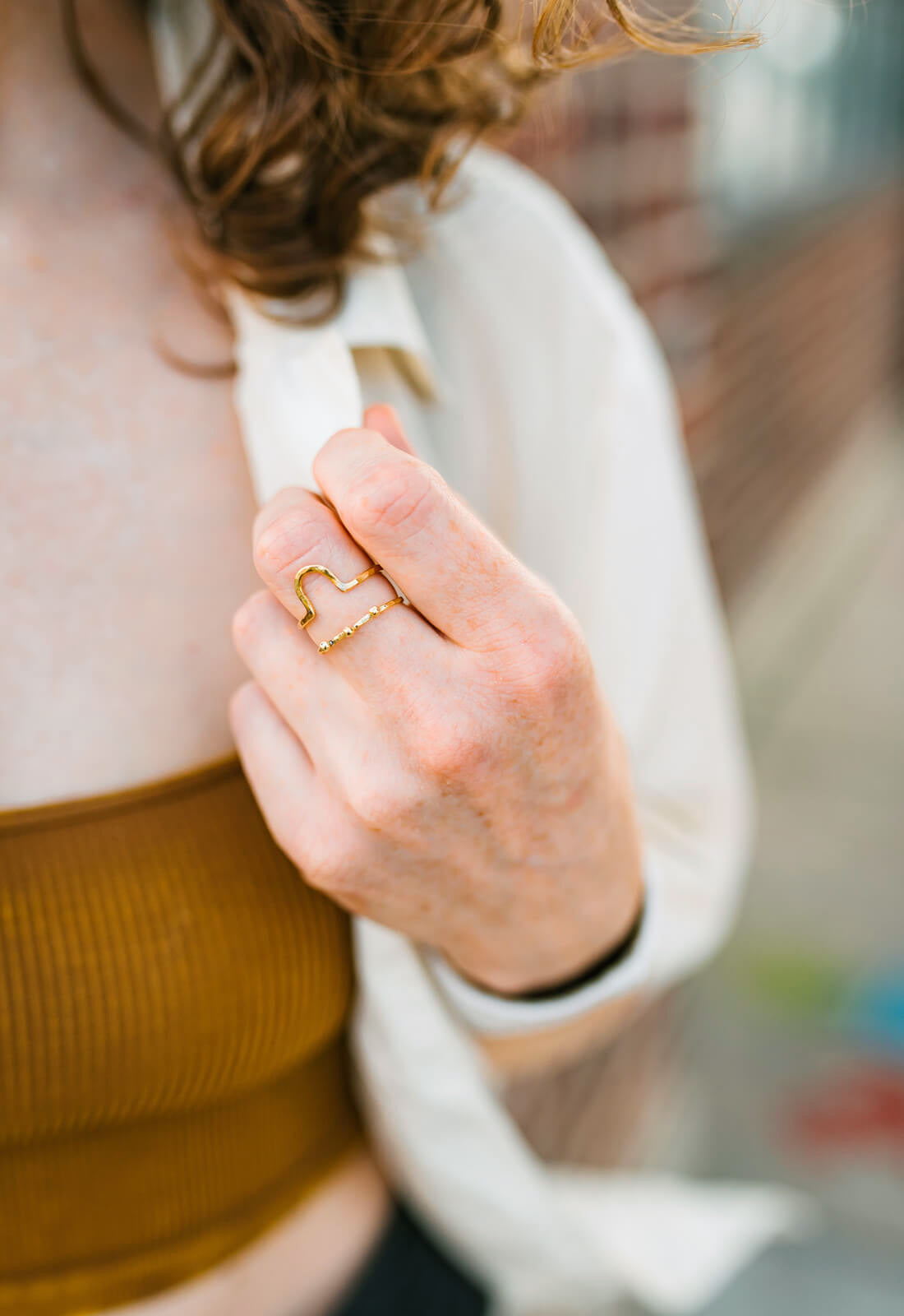 Handmade Brass Stacking Ring, Crater