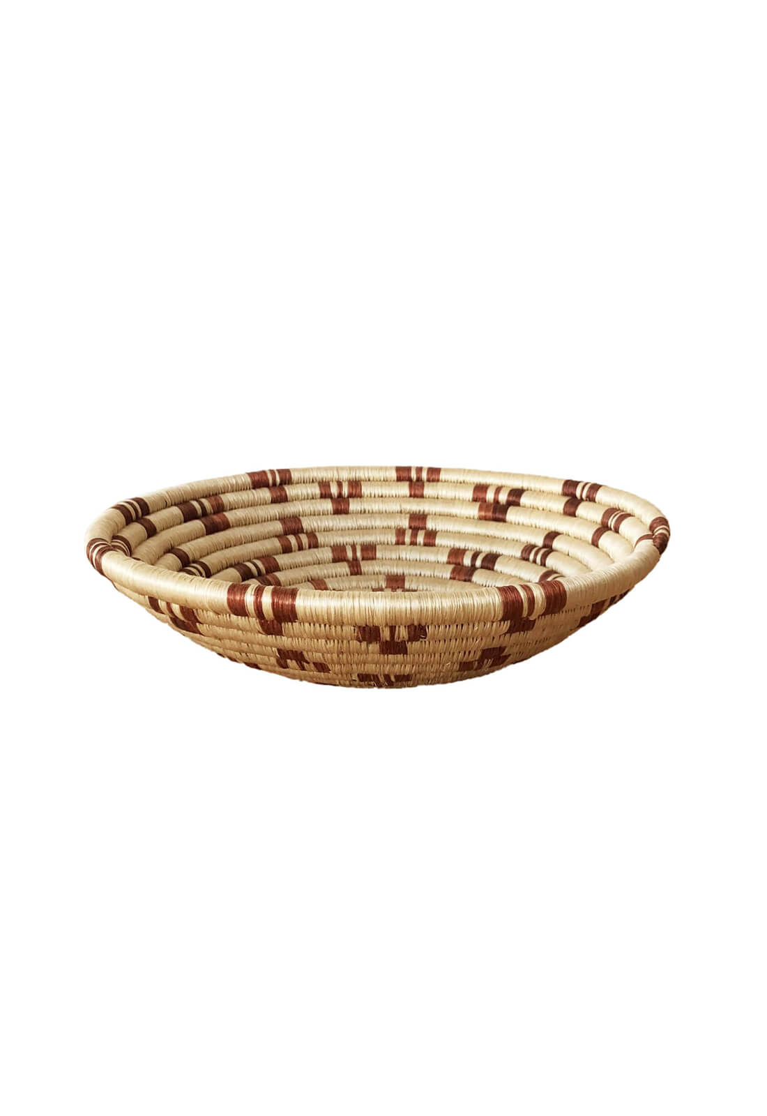 Hand Woven Cyarwa Basket - Tan, Brick, and Rust, Small