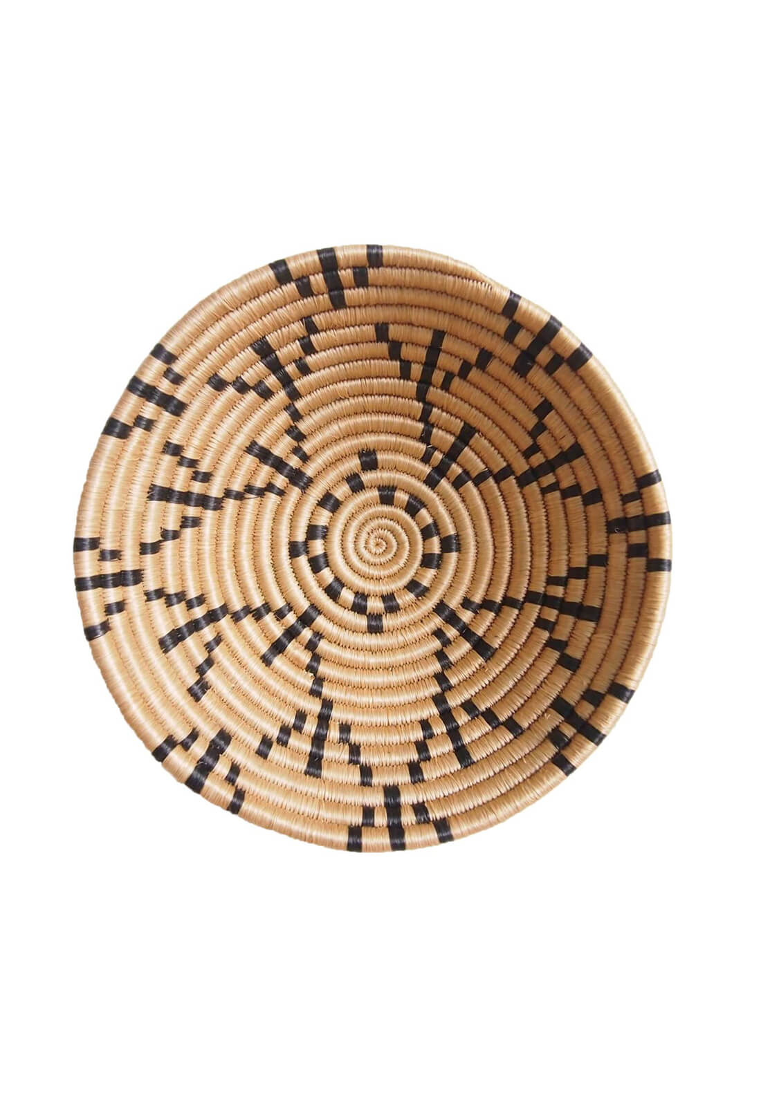 Hand Woven Mugusa Basket - Tan and Black, Small