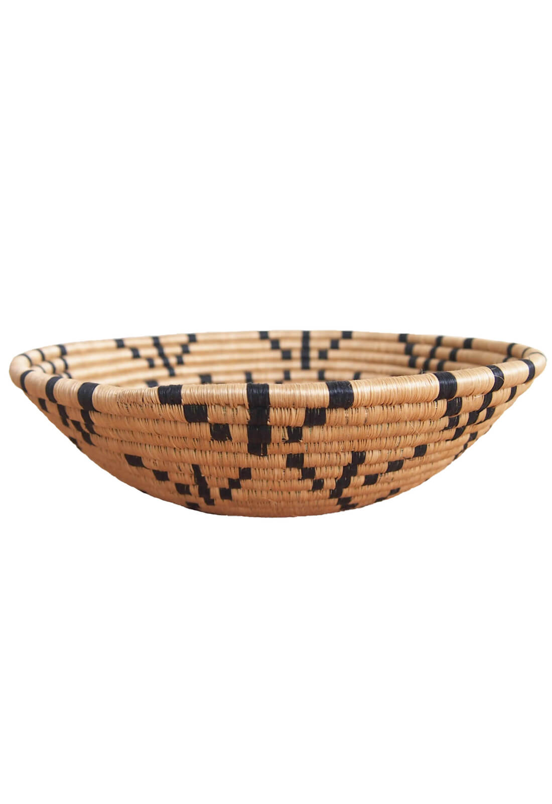 Hand Woven Mugusa Basket - Tan and Black, Small