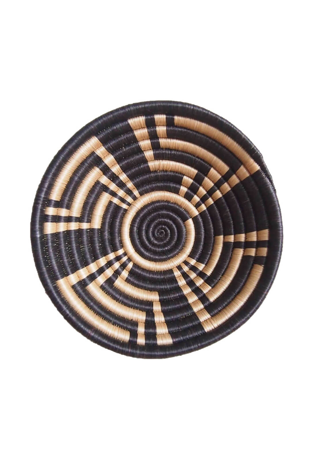 Hand Woven Musoma Basket - Black and Tan, Small