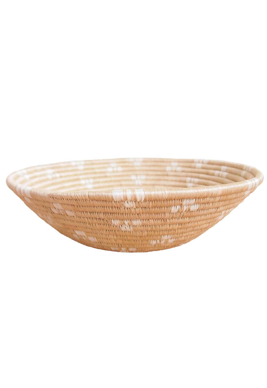 Hand Woven Ntamba Basket - Tan and White