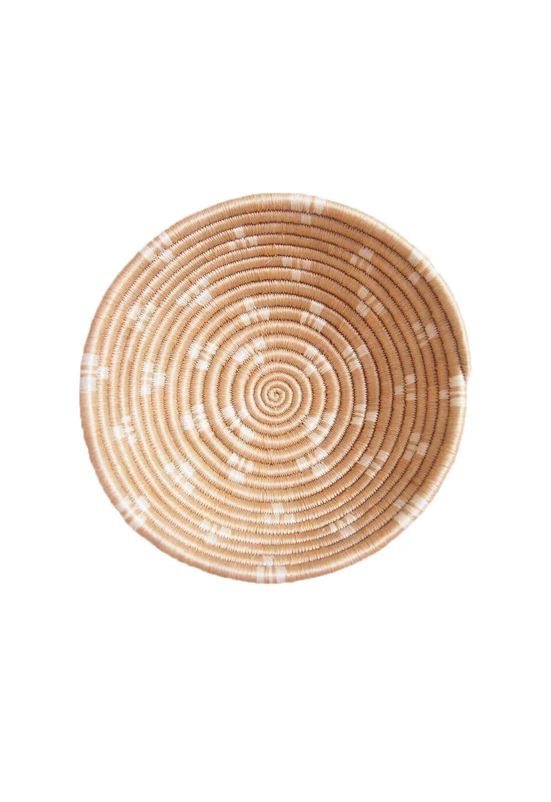 Hand Woven Ntamba Basket - Tan and White, Small