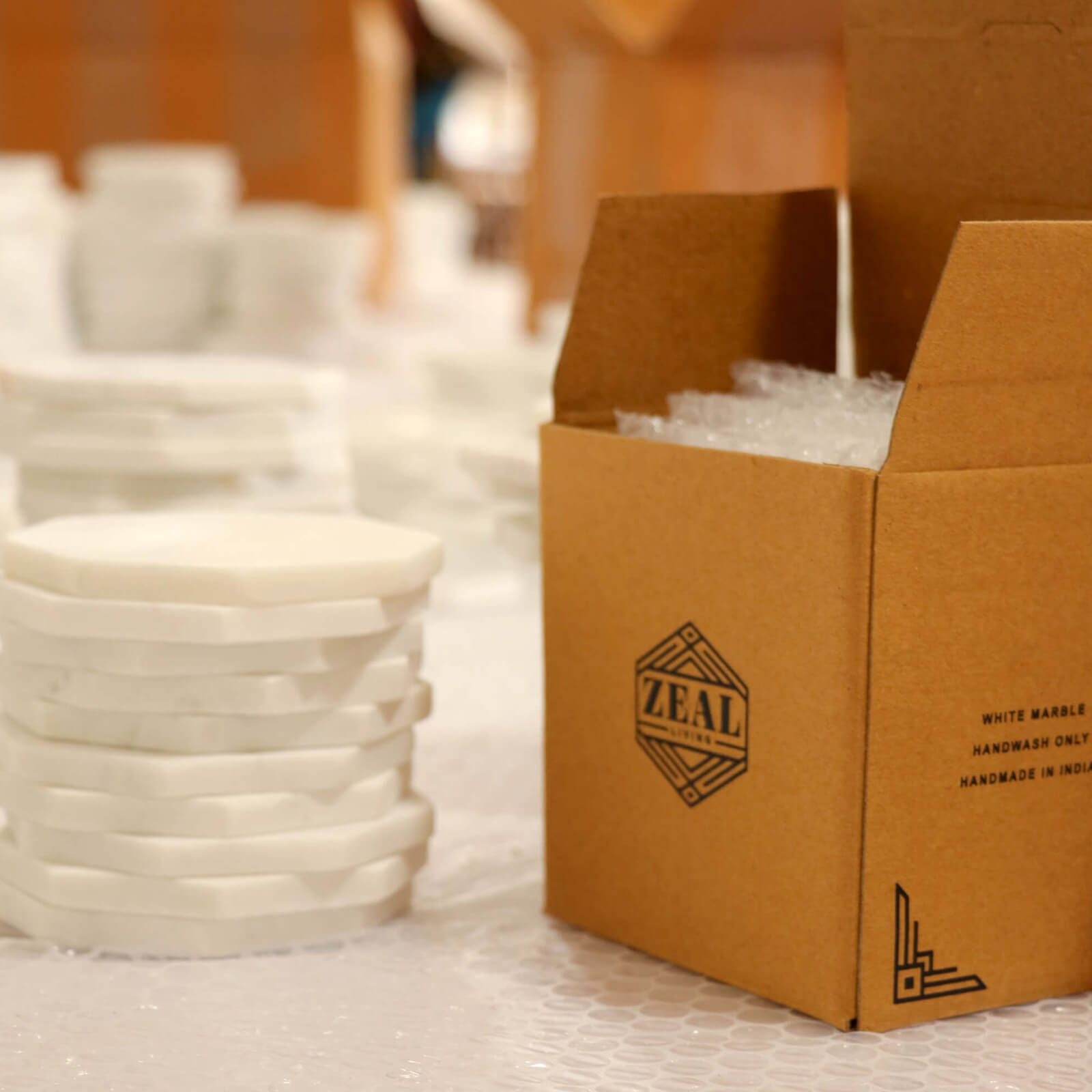 Causebox + Zeal Living Marble Geo Coaster Set