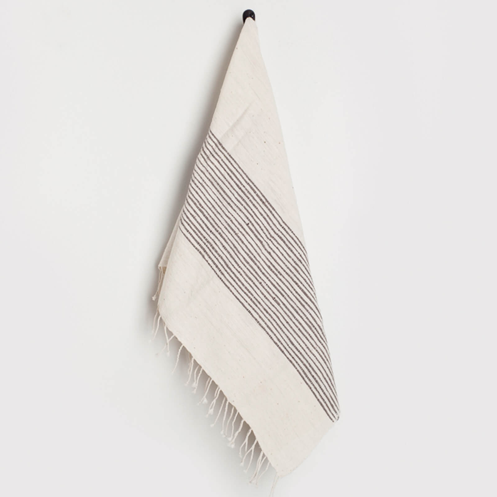 Ethiopian Cotton Hand Towel, Cream and Charcoal