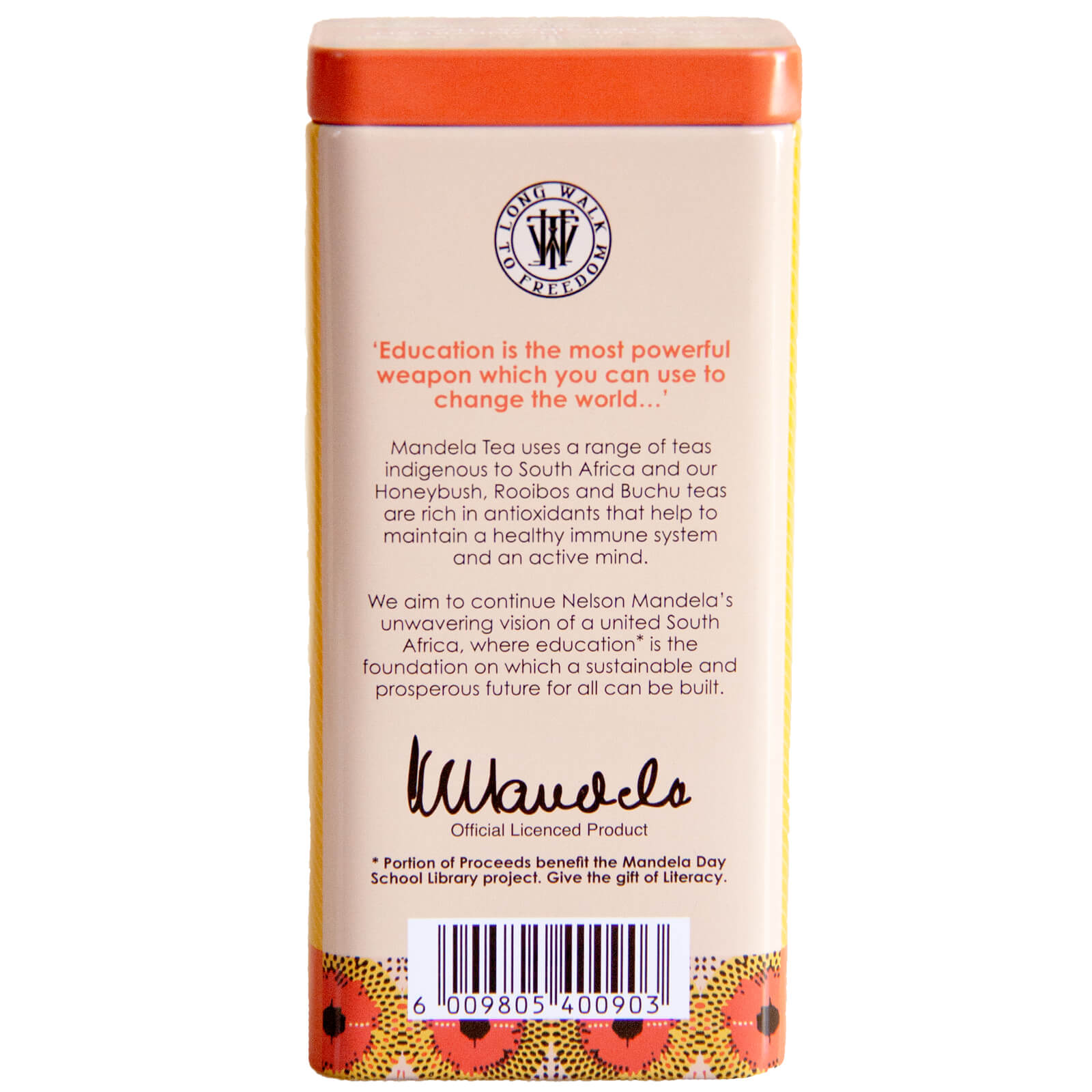 Mandela Tea Commemorative Tea Tin, Organic Honeybush and Rooibos Tea Blend
