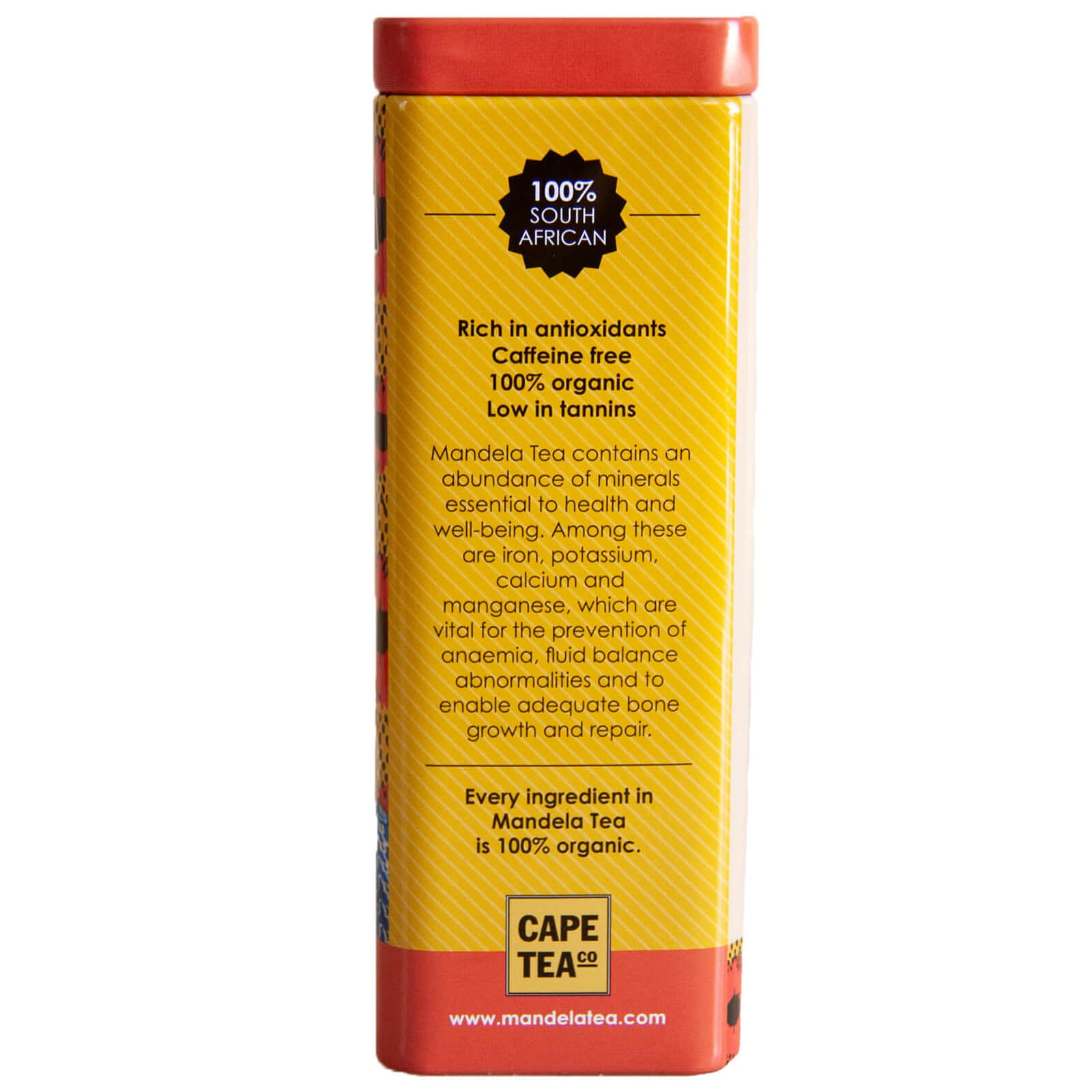 Mandela Tea Commemorative Tea Tin, Organic Honeybush and Rooibos Tea Blend