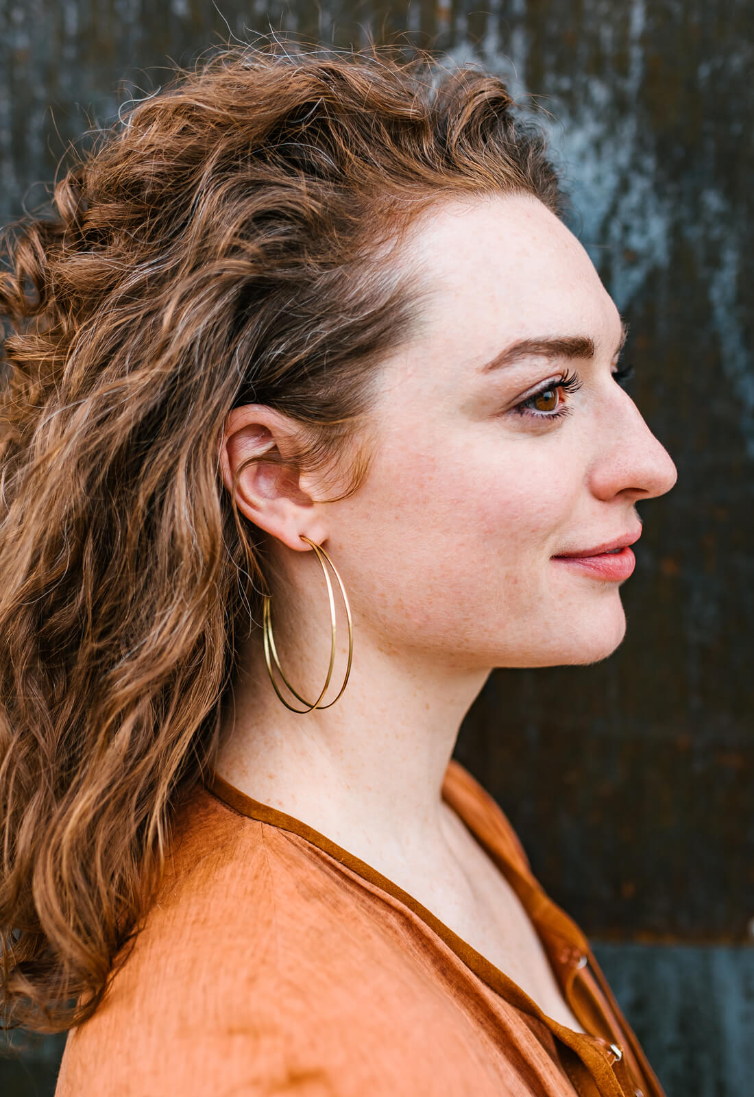 Banji Hoop Earrings, Upcycled Brass