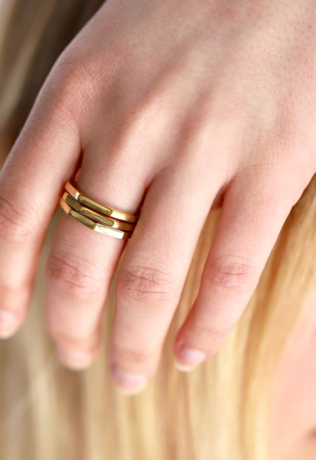 Handmade Brass Stacking Ring, Pembe