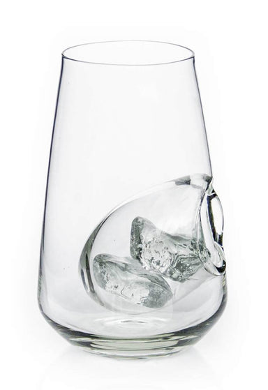 Ngwenya recycled cooler glass, made with a separate space for ice to cool drinks without dilution 