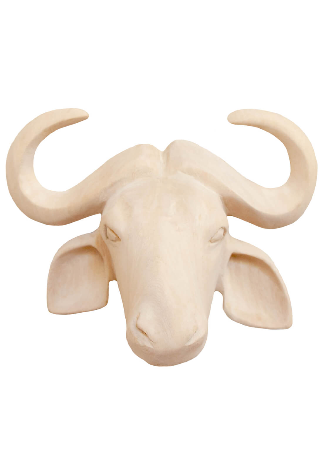 Hand Carved Cape Buffalo Head Trophy Wall Decor - Natural