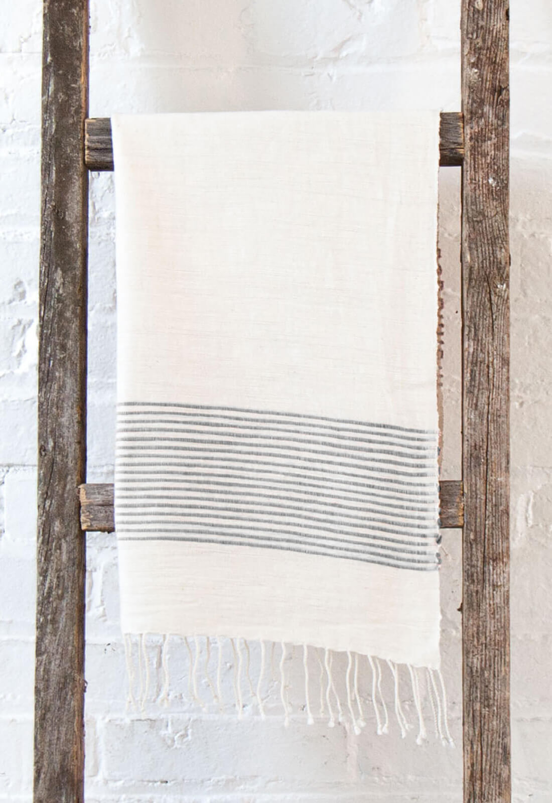Ethiopian Cotton Hand Towel, Cream and Charcoal