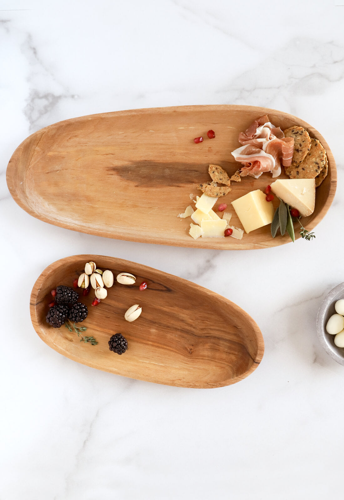 Hand Carved Wild Olive Wood Serving Tray - Oval
