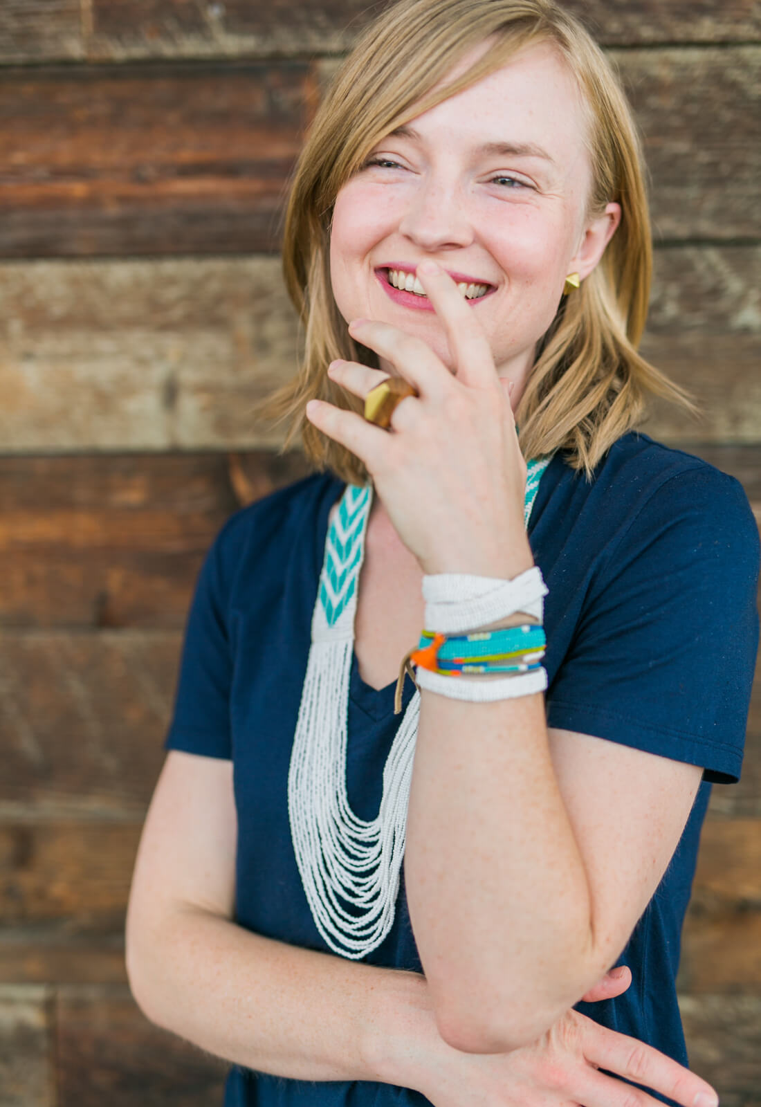 Beaded Leather Bracelet with Adjustable Closure - Aqua