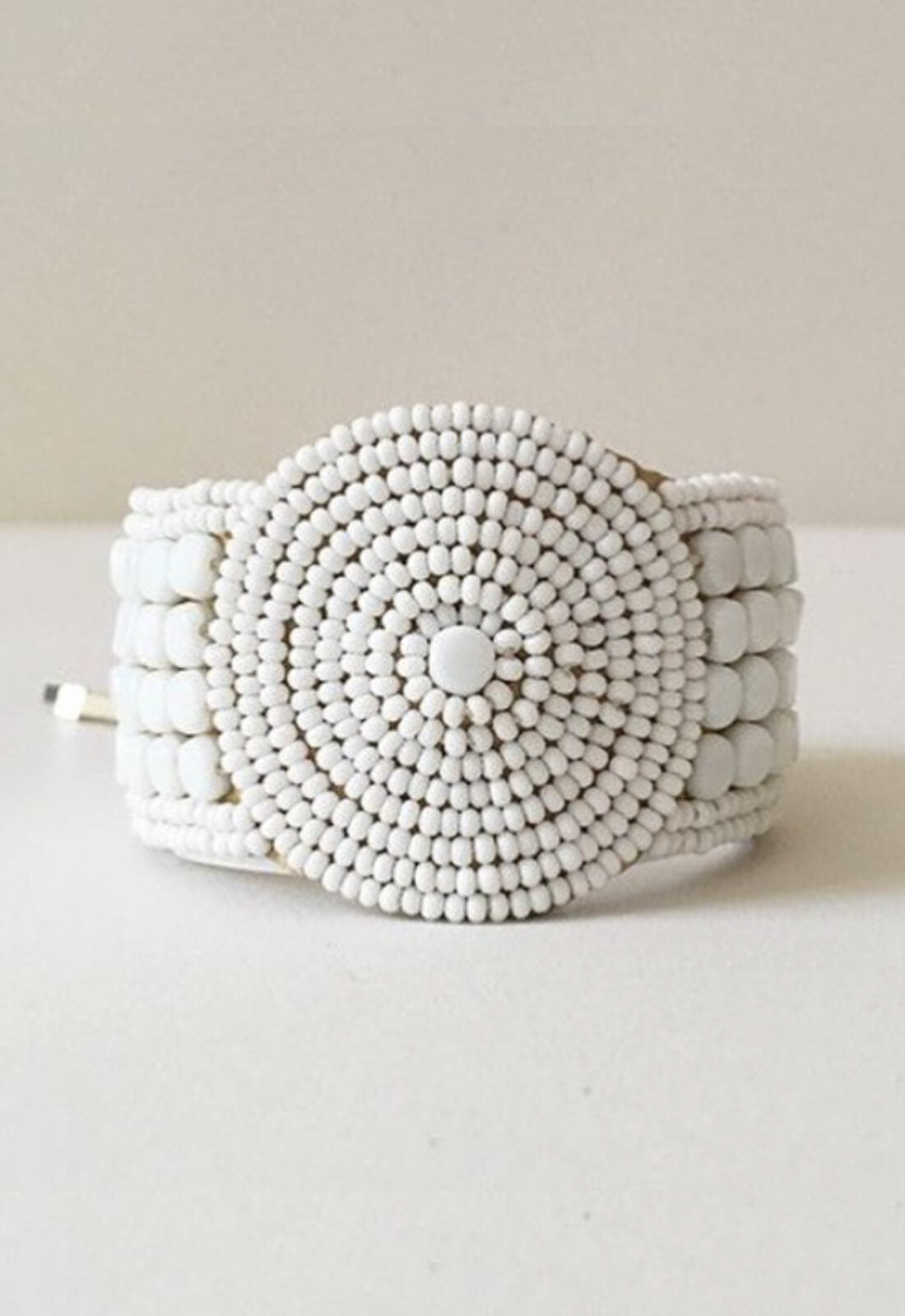 Leather Beaded Disk Bracelet