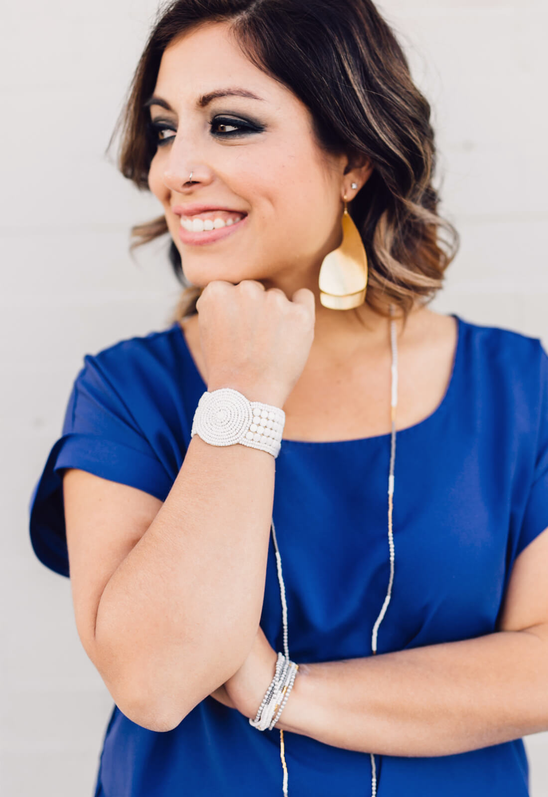 Leather Beaded Disk Bracelet