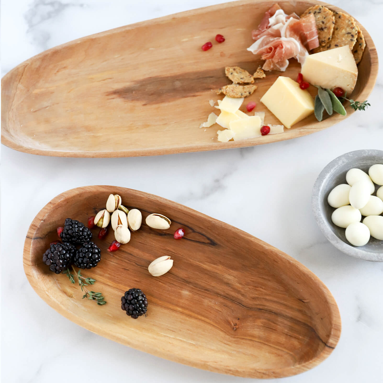 Hand Carved Wild Olive Wood Serving Tray - Oval