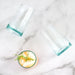 Verre beldi drinking glasses, made of recycled glass with an aqua tint. Holds 8 ounces 