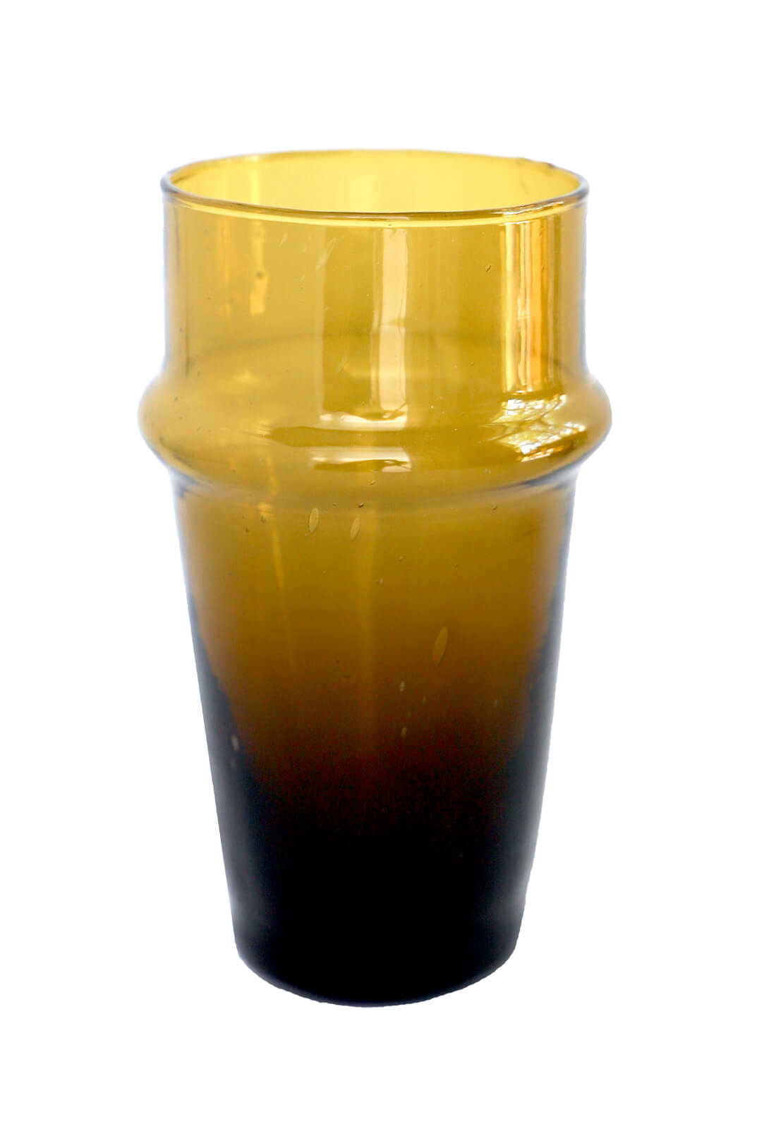 Amber colored recycled glass drinking glass