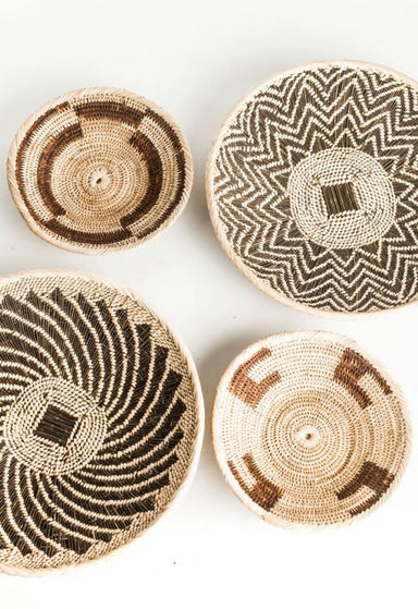 Zambian Tonga baskets on a wall 