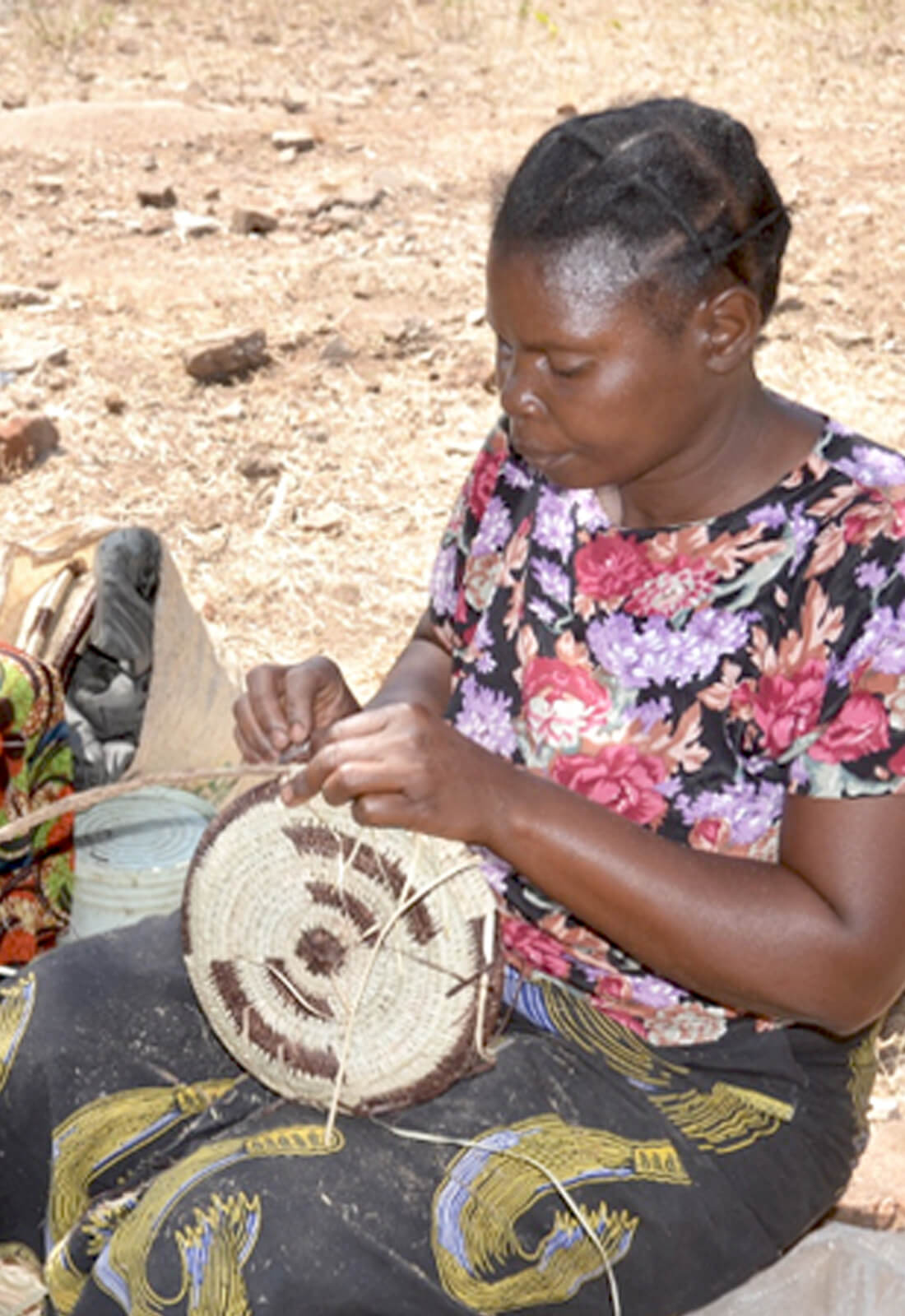 Zambian basket artisan weaving 